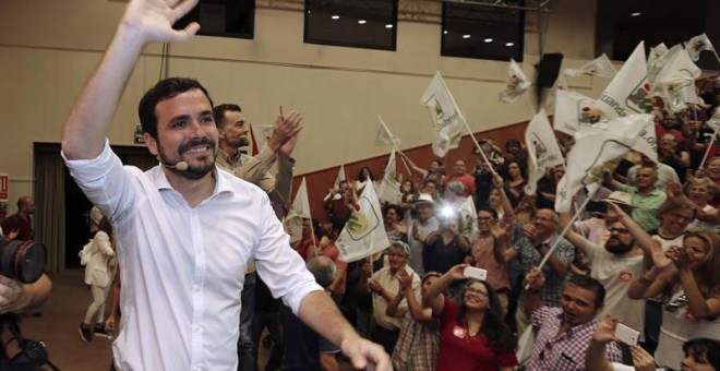 Alberto Garzón, en el acto de este domingo en Sevilla. EFE