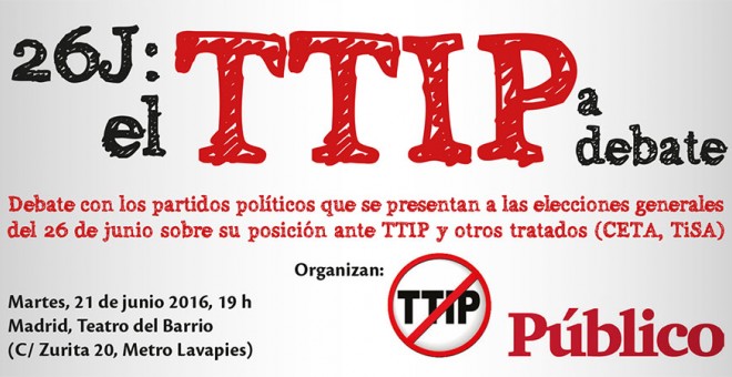 Cartel del evento elaborado por la Campaña estatal contra el TTIP