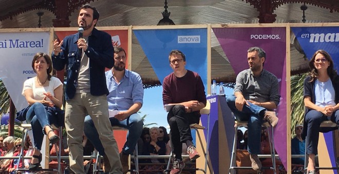 Alberto Garzón en el acto de campaña de Unidos Podemos en A Coruña este domingo.