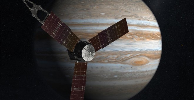 Ilustración de la nave Juno en órbita de Júpiter.- NASA/JPL-Caltech