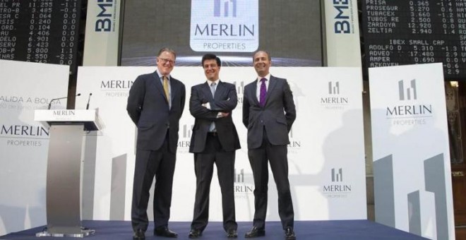 Los responsables de Merlin, en la salida a bolsa en junio de 2014. EFE