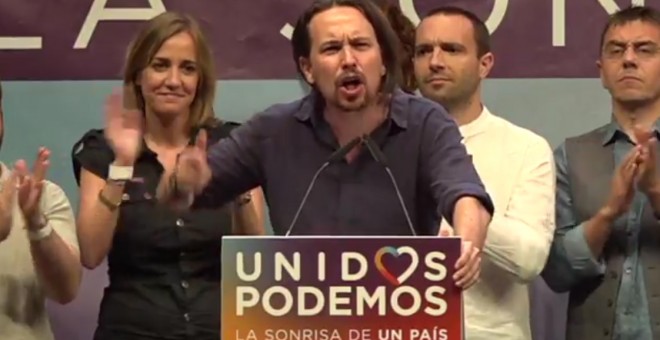 Iglesias durante el mitin de cierre de campaña