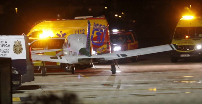 Efectivos en el aeródromo de Cuatro Vientos, en Madrid. EFE