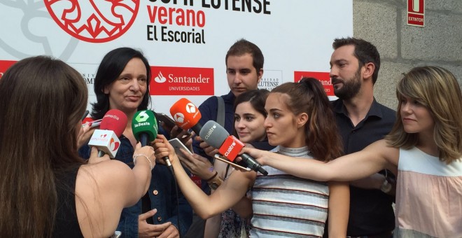 Carolina Bescansa, secretaria general del Grupo Parlamentario de Podemos, este viernes en los Cursos de Verano de la Complutense celebrados en El Escorial