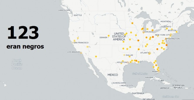 Mapa de las personas muertas por disparos de la policía en EEUU en lo que va de año. WASHINGTON POST