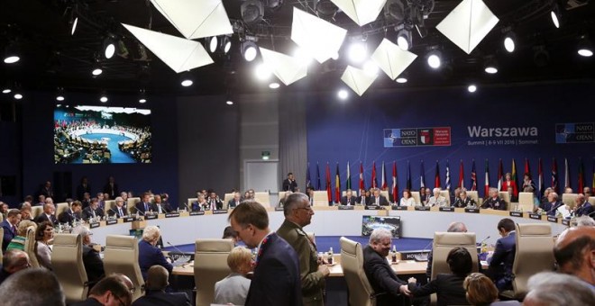 Vista general de la sesión plenaria del Consejo del Atlántico Norte, hoy en la Cumbre de la OTAN en Varsovia. EFE/Sergio Barrenechea
