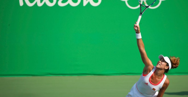 Muguruza, durante su partido contra Puig. REUTERS/Kevin Lamarque