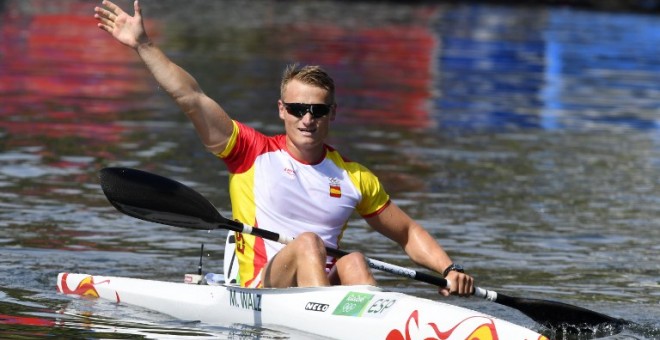 Marcus Walz celebra su medalla de oro en el K1 1.000 metros. /AFP