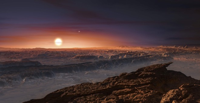 Una vista de la superficie del planeta encontrado, 'Próxima b'. M. Kornmesser/Reuters.