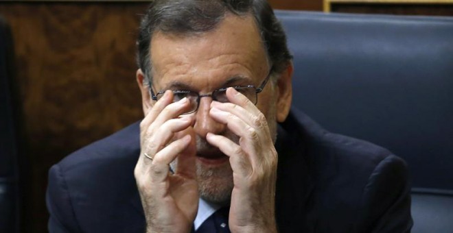 El candidato Mariano Rajoy, durante la sesión del debate de investidura en el Congreso de los Diputados. - EFE