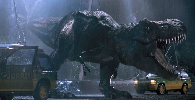 Un Tyrannosaurus rex en una escena de 'Jurassic Park'. Universal Pictures