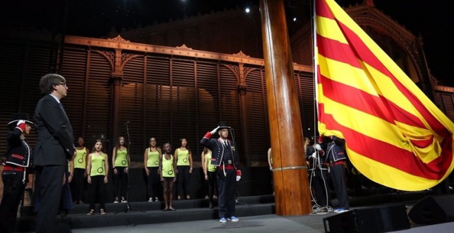 El president Puigdemont en el acto institucional por la Diada.