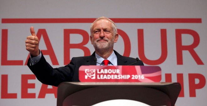 Corbyn, tras el anuncio de su victoria como líder del Partido Laborista. REUTERS