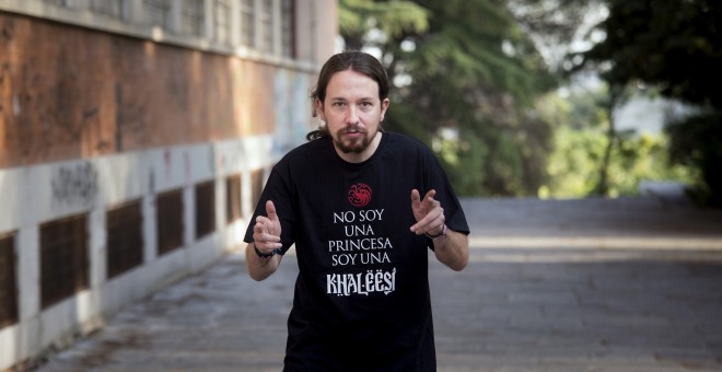 El líder de Podemos, Pablo Iglesias, a su llegada a la clausura de la Universidad del partido en la Universidad Complutense de Madrid. EFE/Luca Piergiovanni