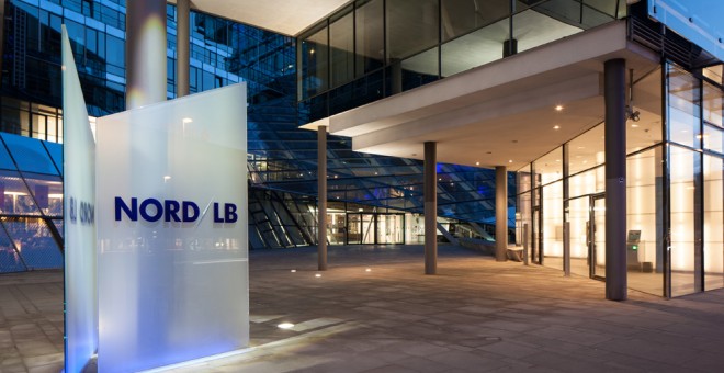 Entrada de la sede del banco Norddeutsche Landesbank, conocido como NordLB, en Hannover, Alemania.