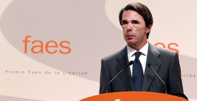 El expresidente José María Aznar, en un acto de FAES. EFE