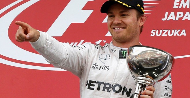 Nico Rosberg celebra un triunfo en el GP de Japón de Fórmula 1.