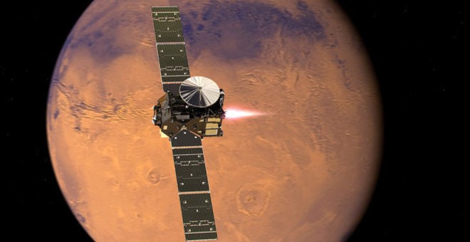 Recreación de la nave ExoMars cerca de Marte. ESA