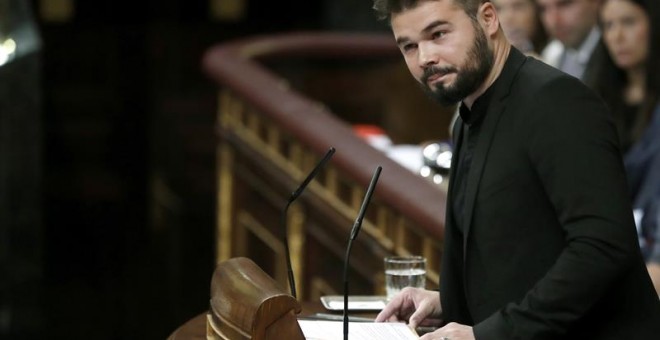 Gabriel Rufián, durante el debate de investidura en el Congreso. EFE/Chema Moya