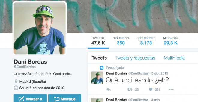 Perfil en Twitter de @danibordas