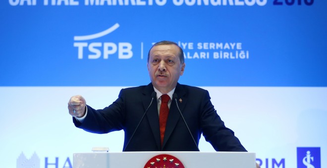 Presidente turco Erdogan durante su discurso en el Congreso en Estambul, Turqua. / REUTERS