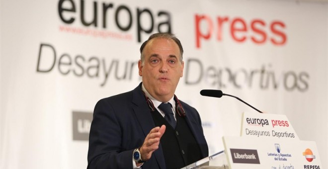 Javer Tebas, presidente de LaLiga, durante el desayuno informativo de Europa Press. /EP