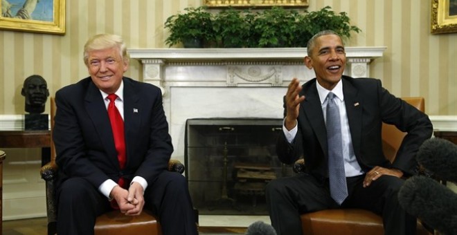 Donald Trump, presidente electo de EEUU y Barack Obama, presidente saliente. juntos. / REUTERS