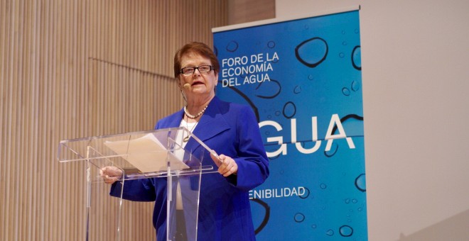 Gro Harlemn Brundtland durante el Foro de la Economía del Agua. / TWITTER @economiadelagua