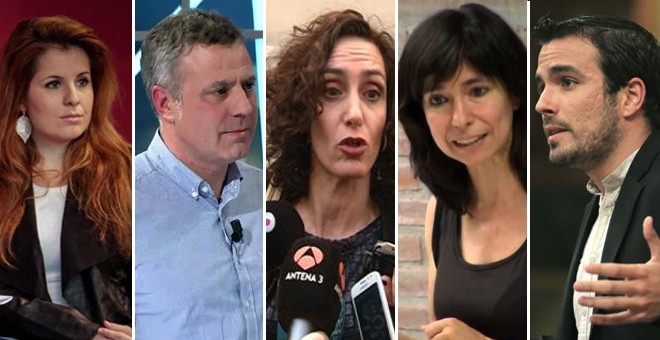 Los participantes en el debate, de izquierda a derecha, Esther López Barceló, Rafael Escudero, Isabel Elbar, Yayo Herreros y Alberto Garzón.