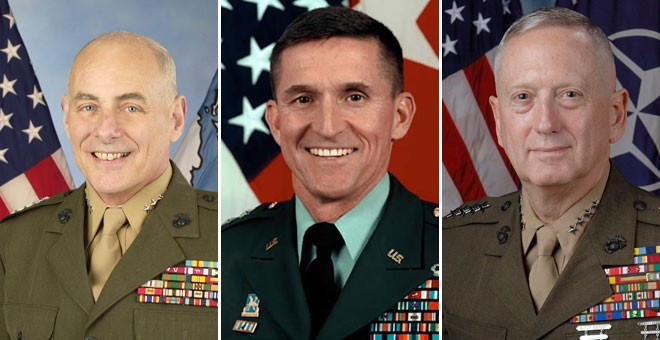 De izquierda a derecha; John Kelly, Michael Flynn y James Mattis.- AGENCIAS