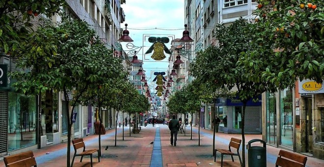 Tramo de la Rúa Rosalía de Castro (Pontevedra) peatonalizada / Wikipedia Commons