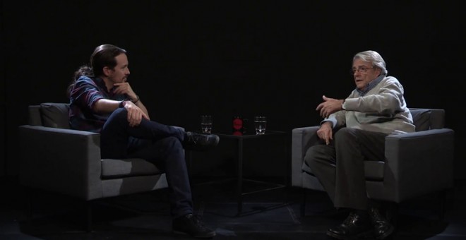 Pablo Iglesias durante la entrevista a Miguel Riera en 'Otra Vuelta de Tuerka'