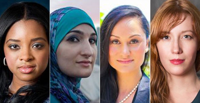 De izquierda a derecha: Tamika D. Malory, Linda Sarsour, Carmen Perez y Bob Bland