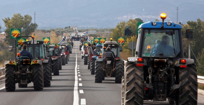 Una tractorada de protesta anterior de la Unió de Pagesos.