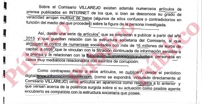 Extracto del informe donde se explica que las primeras informaciones son de 2015, pero no se investigan hasta 2016.