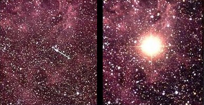 Vista del cielo antes y después de la explosión supernova 1987A – ANGLO-AUSTRALIAN OBSERVATORY