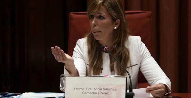 Alicia Sánchez-Camacho, durante su declaración ante el Parlament de Catalunya sobre la grabación de La Camarga. / EFE