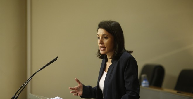 Irene Montero, portavoz de Podemos en el Congreso, en rueda de prensa. EUROPA PRESS