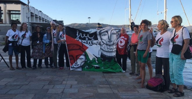 El grupo de activistas del Zaytouna antes de partir rumbo a Gaza.