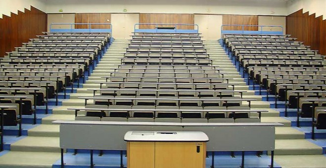 Aula de la facultat de Química de la UB. Universitat de Barcelona