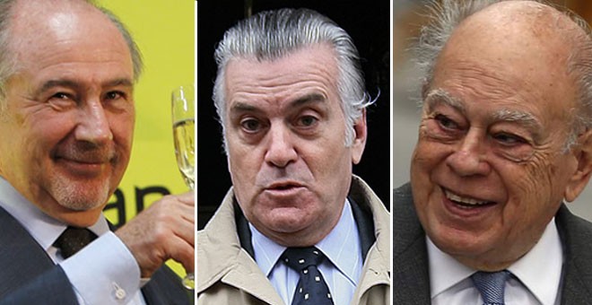 Rato, Bárcenas y Pujol son tres de los protagonistas de la 'trama' que Podemos desvelará en su 'tramabús'.