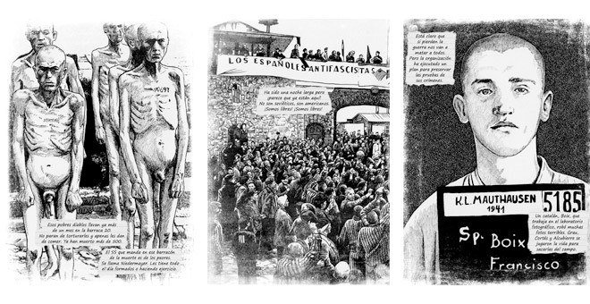 Ilustraciones de Ioannes Ensis para la obra 'Deportado 4443', del periodista Carlos Hernández.