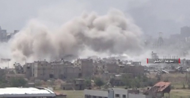 Explosión en el centro de Damasco provocado por el ejército sirio./REUTERS