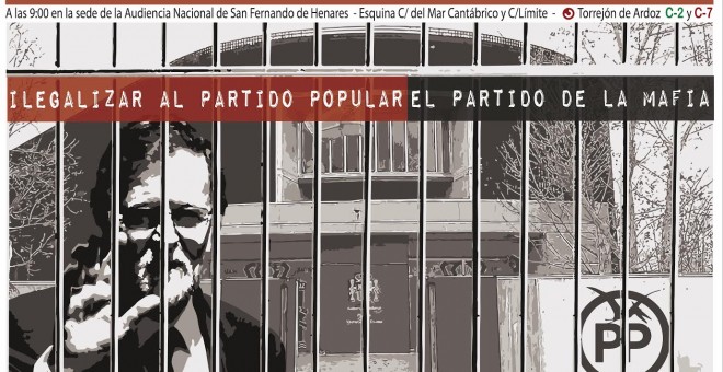 Cartel de la Coordinadora 25S para la convocatoria de concentración 'Ilegalizar el Partido Popular, el partido de la mafia'