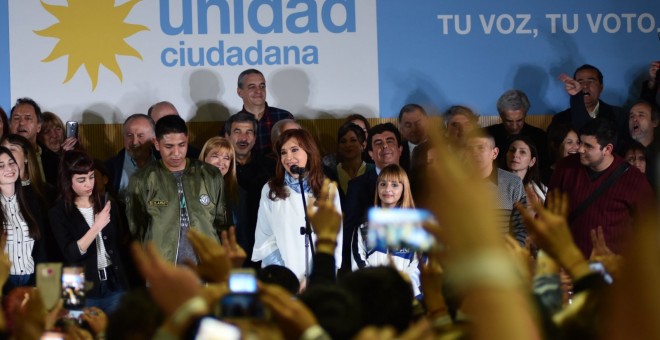 La expresidenta argentina Cristina Fernández en el acto de cierre de campaña en la localidad bonaerense de La Matanza para las elecciones primarias que se celebran este domingo.EFE