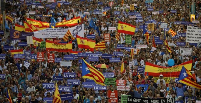 Manifestación contra los atentados yihadistas en Catalunya. EFE/Alberto Estévez