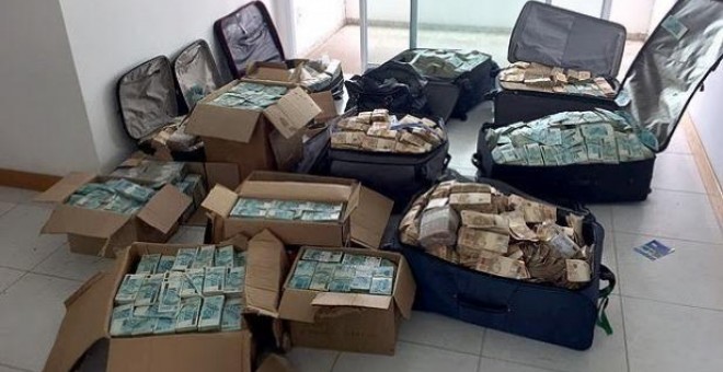 Valijas y cajas repletas de dinero en el 'bunker' de Geddel Vieira Lima / Policía Federal
