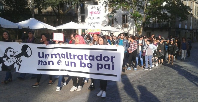 Un instante de la manifestación en Santiago.- EP