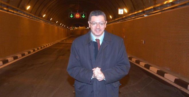 Alberto Ruiz-Gallardón, en uno de los túneles de la M-30. Ayuntamiento de Madrid