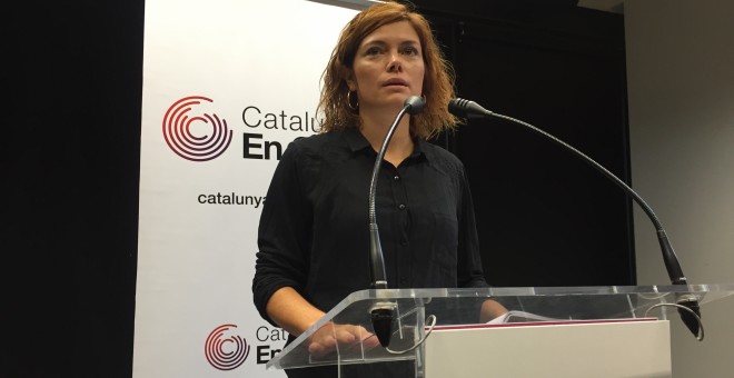 Elisenda Alamany presenta el resultat de la consulta sobre la participació de Catalunya en Comú a l'1-O. CARLES BELLSOLÀ